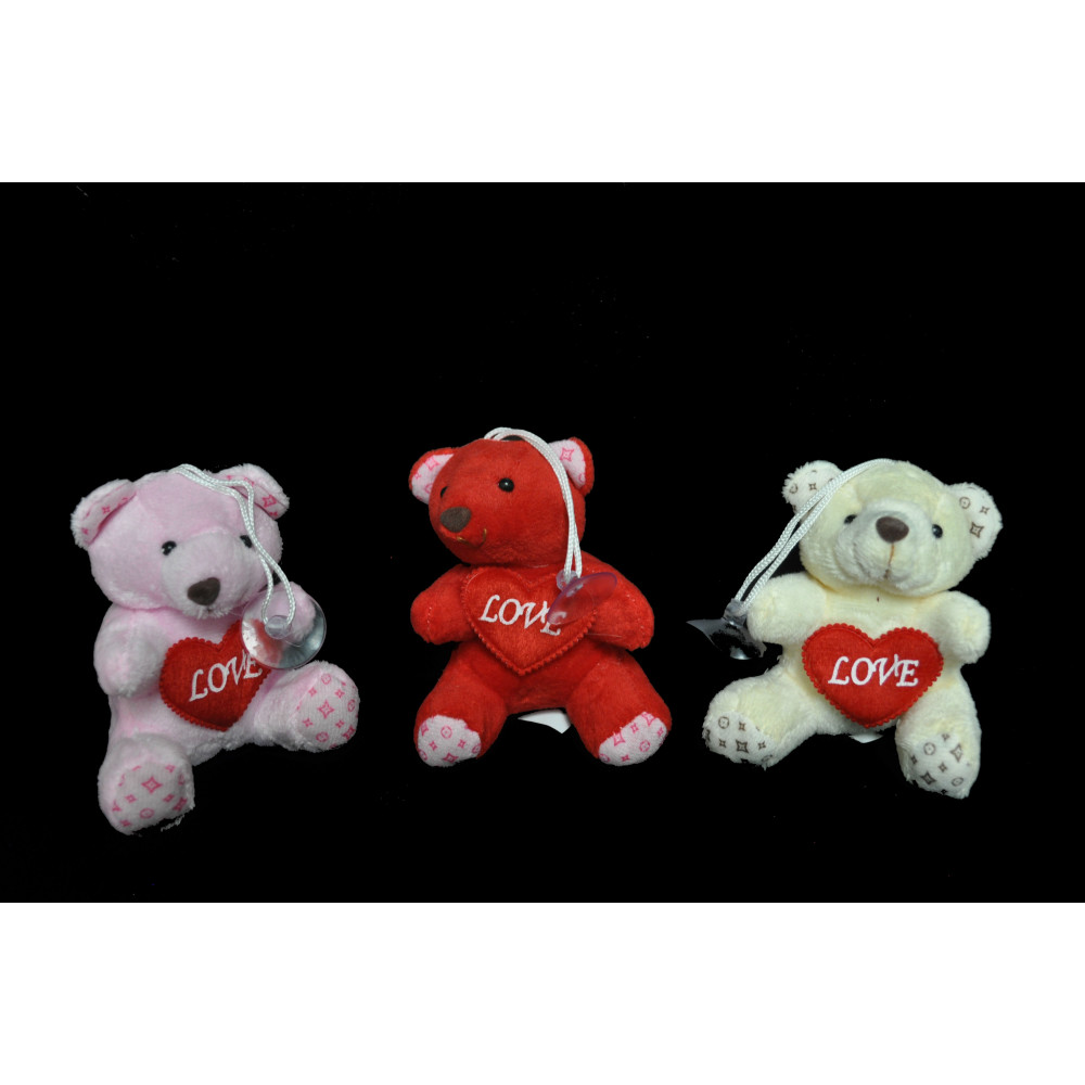 ASSORTED COLOR SMALL TEDDY BEAR PLUSH WITH WINDOW SUCTION CUP (1 PIECE)