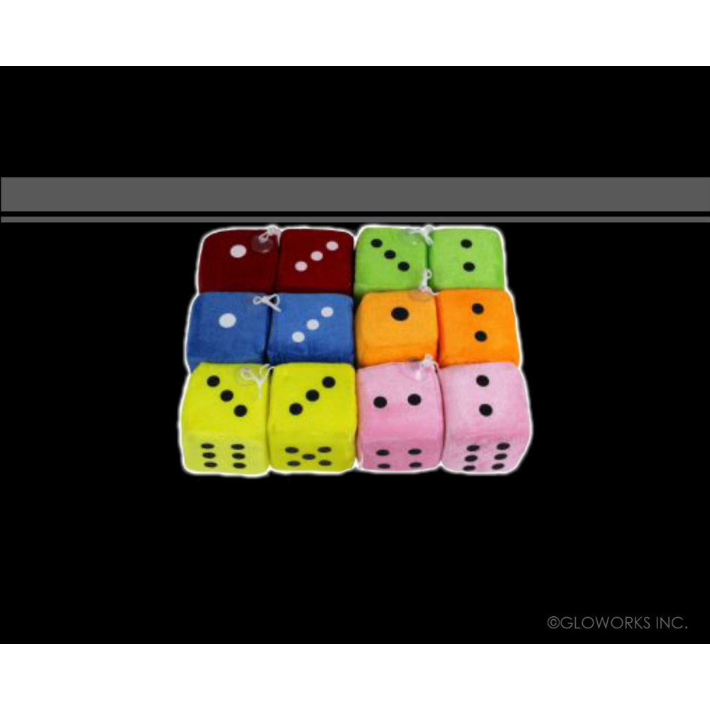 ASSORTED COLOR FUZZY DICE (1 PAIR)