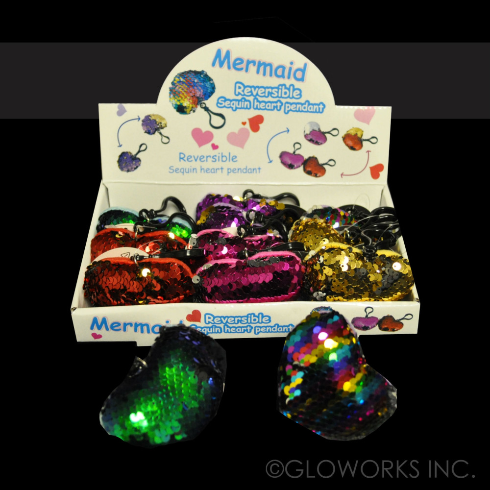 ASSORTED COLOR PLUSH SEQUIN HEART WITH KEY CLIP (1 PIECE)