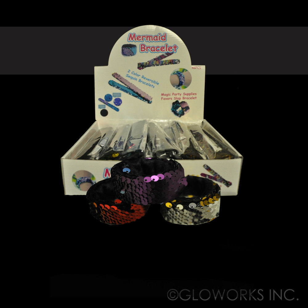 ASSORTED COLOR SEQUIN SLAP BRACELETS