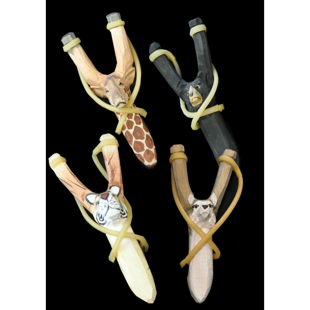 HAND CARVED ASSORTED STYLE SLING SHOT (1 PIECE)