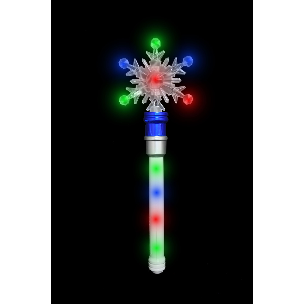 14'' LED FLASHING SPINNING SNOWFLAKE WAND (1 PIECE)