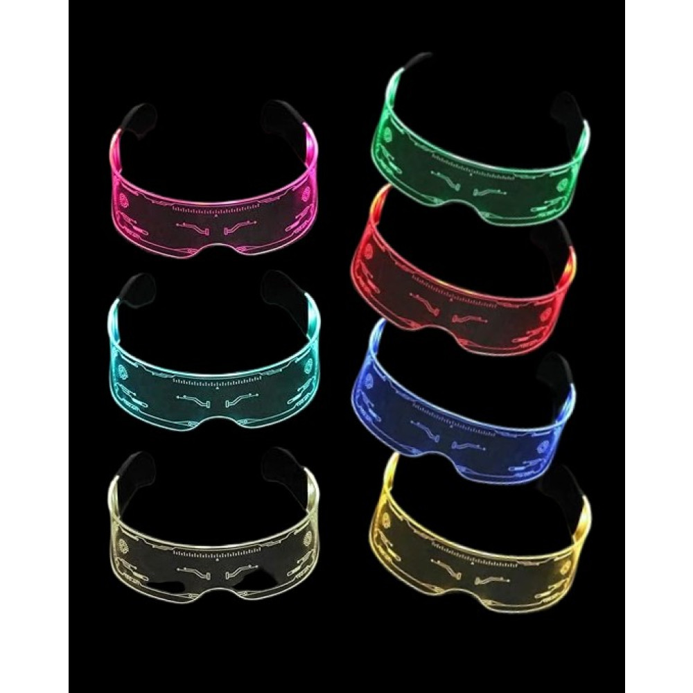 MULTI-COLOR LED ASSORTED PRINT CYBER SUNGLASSES ( 1 PIECE) 