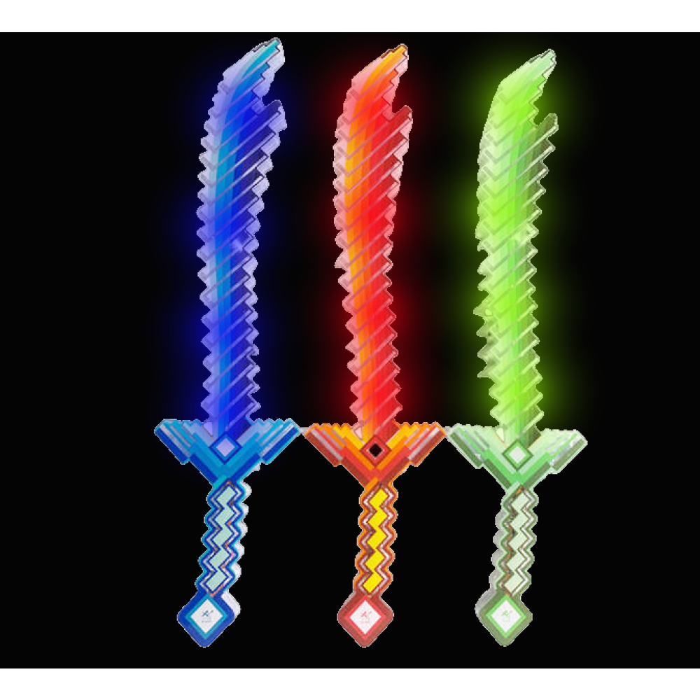 24" FLASHING CRYSTAL PIXEL SWORD  ASSORTED COLORS (1 PIECE)