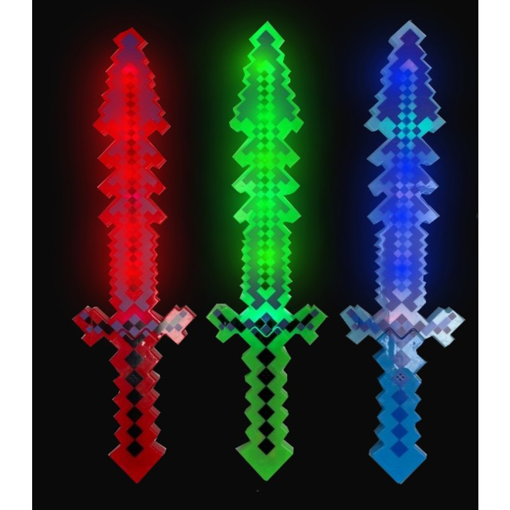 24" FLASHING ASSORTED COLOR PIXEL SWORD (1 PIECE)