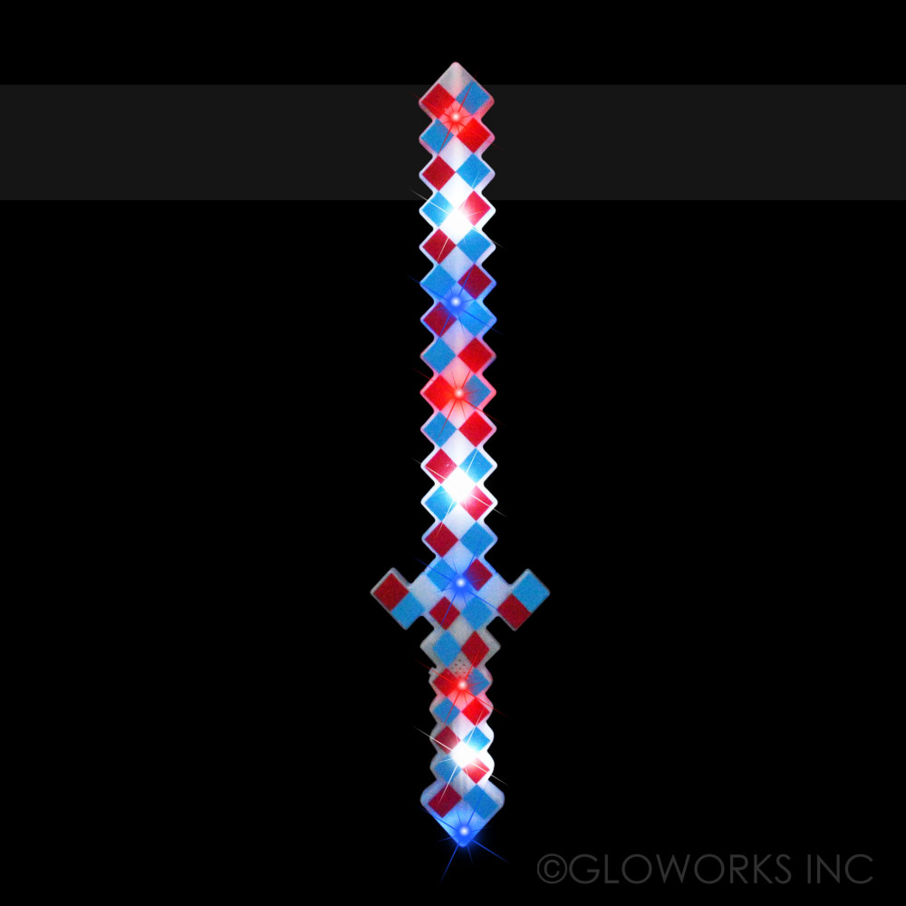 24" RED/WHITE/BLUE  FLASHING PIXEL SWORD (1 PIECE)