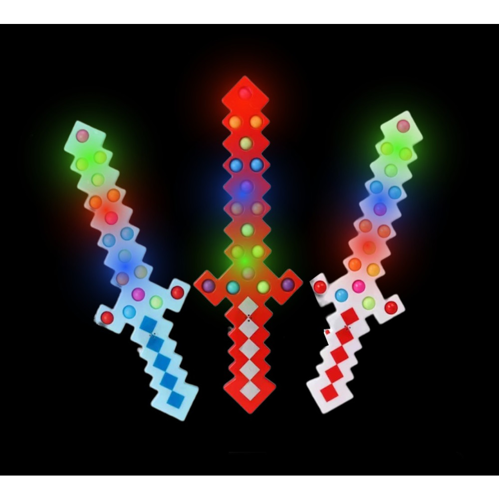 ASSORTED COLOR BUBBLE POP PIXEL SWORD WITH LIGHTS AND SOUND  (1 PIECE) 