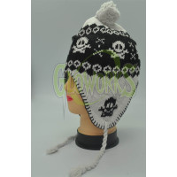 WHITE SKULL & CROSSBONES WINTER KNIT HAT (1 PIECE)