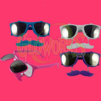 NON-FLASH ASSORTED COLORS MUSTACHE SUNGLASSES (1 PIECE)