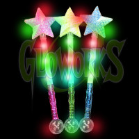 STAR GLITTER LED WAND WITH SMALL GLOBE (1 PIECE)