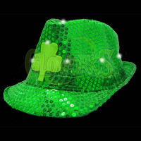 St. Patty's Day Flashing Green Shamrock Fedora (1 PIECE)