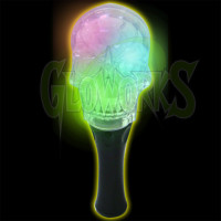 7" Flashing Clear Skull Head Wand (1 PIECE)