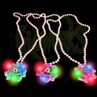 FLASHING FLOWER NECKLACE WITH METAL ACCENTS (1 PIECE)