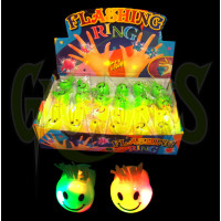Flashing Smiley Face Rings with Hair - Asst. Colors (1 PIECE)