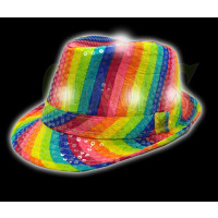 Flashing Sequined Fedora Hat - Rainbow (1 PIECE)