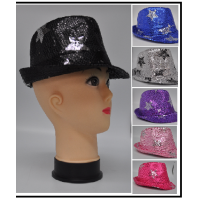 FLASHING SEQUIN FEDORA HAT WITH STARS (1 PIECE)