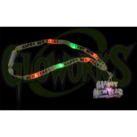 FLASHING HAPPY NEW YEAR CHARM ON CLOTH LANYARD (1 PIECE)