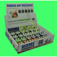 USB WALL CHARGER ASSORTED COLOR (1 DISPLAY/24 PIECES)