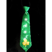 LIGHT-UP SEQUIN NECKTIE W/CLOVER EMBLEM (1 PIECE)