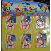 AMERICAN FLAG KEY CHAIN PARTY FAVOR (6 PACK)