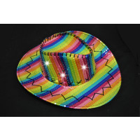 FLASHING RAINBOW COWBOY HAT WITH LACING (1 PIECE)