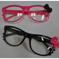 NON-FLASH EYEGLASSES WITH BOWS AND LENSES - ASSORTED COLORS (1 PIECE)