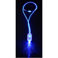 FLASHING ACRYLIC SNOWFLAKE CHARM ON LIGHT-UP WIRE LANYARD (1 PIECE)