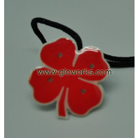 4 LEAF RED CLOVER FLASHING MAGNETIC LED PIN 