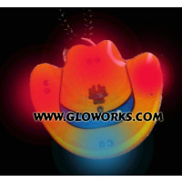 BROWN COWBOY HAT FLASHING MAGNETIC LED PIN 