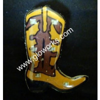 BROWN COWBOY BOOT FLASHING MAGNETIC LED PIN 