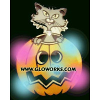 CAT IN PUMPKIN FLASHING MAGNETIC LED PIN 