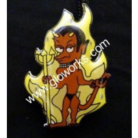 DEVIL IN FLAMES FLASHING MAGNETIC LED PIN