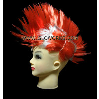 FLASHING MOHAWK WIG - RED/GREY (1 PIECE)
