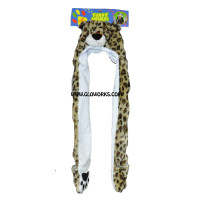 LONG DOUBLE SIDED ANIMAL HAT - LEOPARD (1 PIECE)
