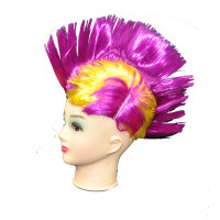 MOHAWK FLASHING WIG - PURPLE/YELLOW (1 PIECE)