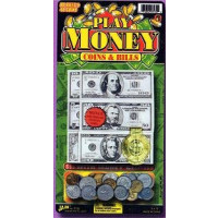 PLAY MONEY COINS & CASH (1 PIECE)