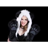 ULTRA FUZZY PANDA PRINT PLUSH HAT 