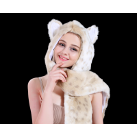 ULTRA FUZZY SNOW LEOPARD PLUSH HAT 