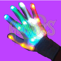 LED MULTI COLOR GLOVES - LEDs THROUGHOUT (1 PAIR)
