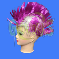 MOHAWK FLASHING WIG - PURPLE/WHITE (1 PIECE)