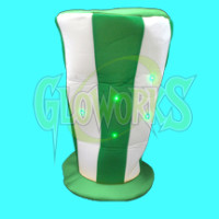 LARGE FLASHING STOVETOP GREEN WHITE HAT (1 PIECE)