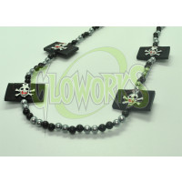 SKULL & CROSSBONES FLAG BEAD NECKLACE (1 DOZEN)