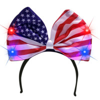 LED FLAG PRINT FLASHING BOW HEADBAND (1 PIECE)