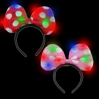 FLASHING POLKA DOT BOW HEADBAND - ASST. COLORS (1 PIECE)