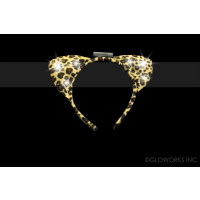 LED FLASHING LEOPARD PRINT CAT EARS (1 PIECE)