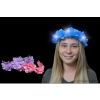 LED ASSORTED COLOR LARGE HIBISCUS FLOWER HEADBAND WITH SINGLE COLOR LIGHTS (1 PIECE)