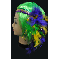 SEQUIN MARDI GRAS HEADBAND WITH FLOWER ACCENT (1 PIECE)