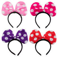 NON- FLASHING POLKA DOT BOW HEADBAND - ASST. COLORS (1 PIECE)