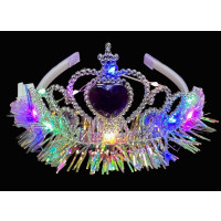 ASSORTED COLOR LED TIARA WITH TINSEL  (1 PIECE)