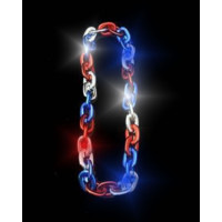 LED RED/WHITE/BLUE LINK CHAIN NECKLACE (1 PIECE)